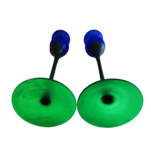 Pair of Blue and Green Glass Long Stem Tulip Candle Holders