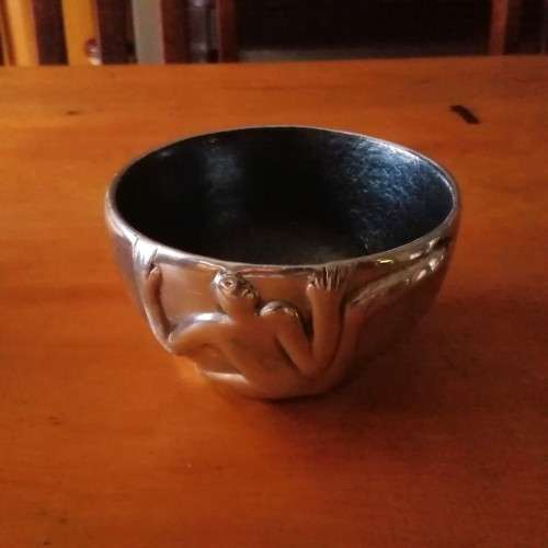 Early Carrol Boyes Functional Art Pewter Bowl Dish Man Climbing