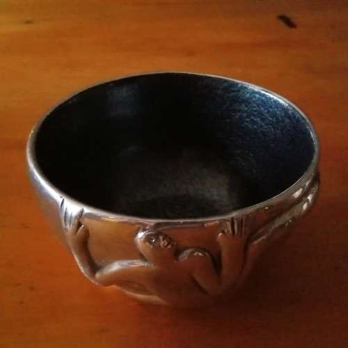 Early Carrol Boyes Functional Art Pewter Bowl Dish Man Climbing