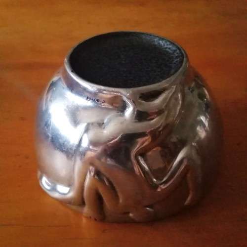 Early Carrol Boyes Functional Art Pewter Bowl Dish Man Climbing