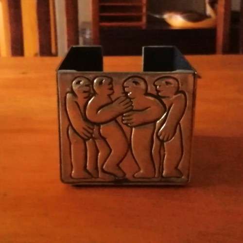 Early Carrol Boyes Functional Art Pewter Bowl Heavy Notepad Holder