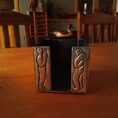 Early Carrol Boyes Functional Art Pewter Bowl Heavy Notepad Holder