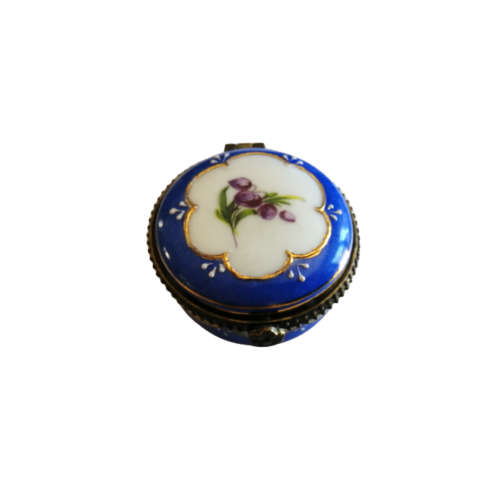 Blue and White Vintage Metal Trim Trinket Box
