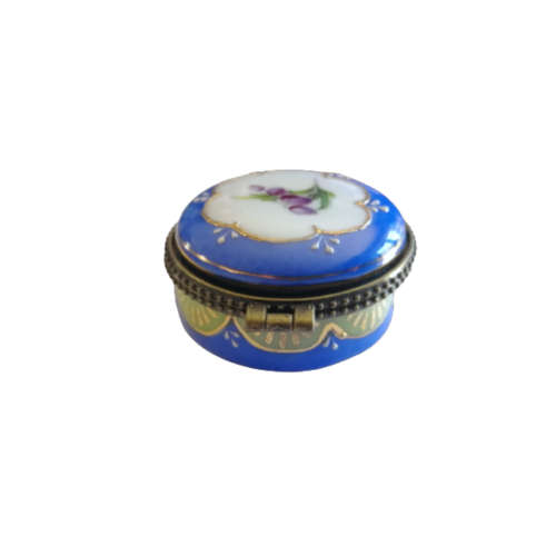 Blue and White Vintage Metal Trim Trinket Box