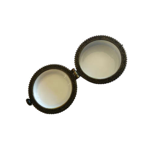 Blue and White Vintage Metal Trim Trinket Box