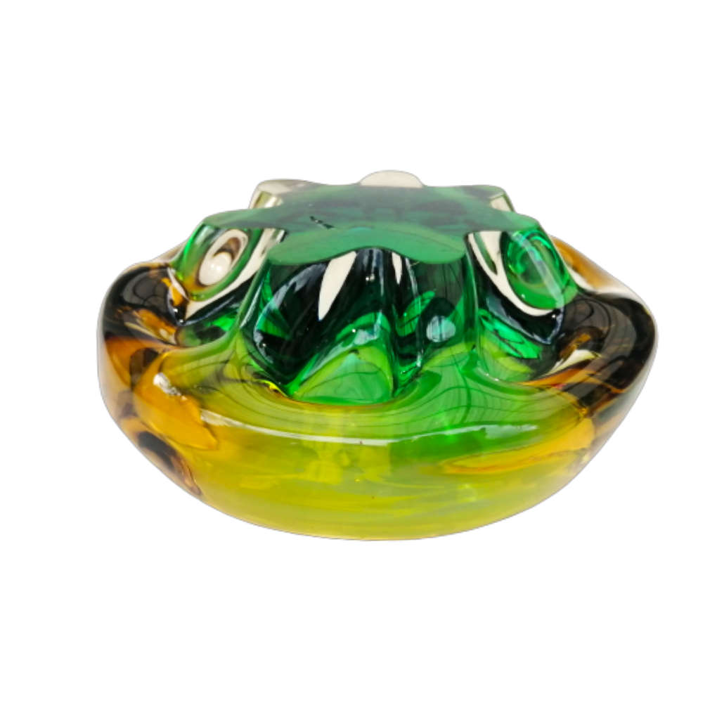 Murano Glass Bright Vibrant Green Amber and Yellow Dish Bowl