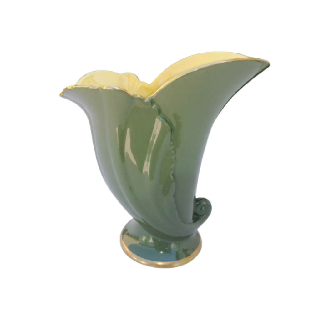 Carlton Wear Pale Green With Gold Trim Yellow inside Large Vase