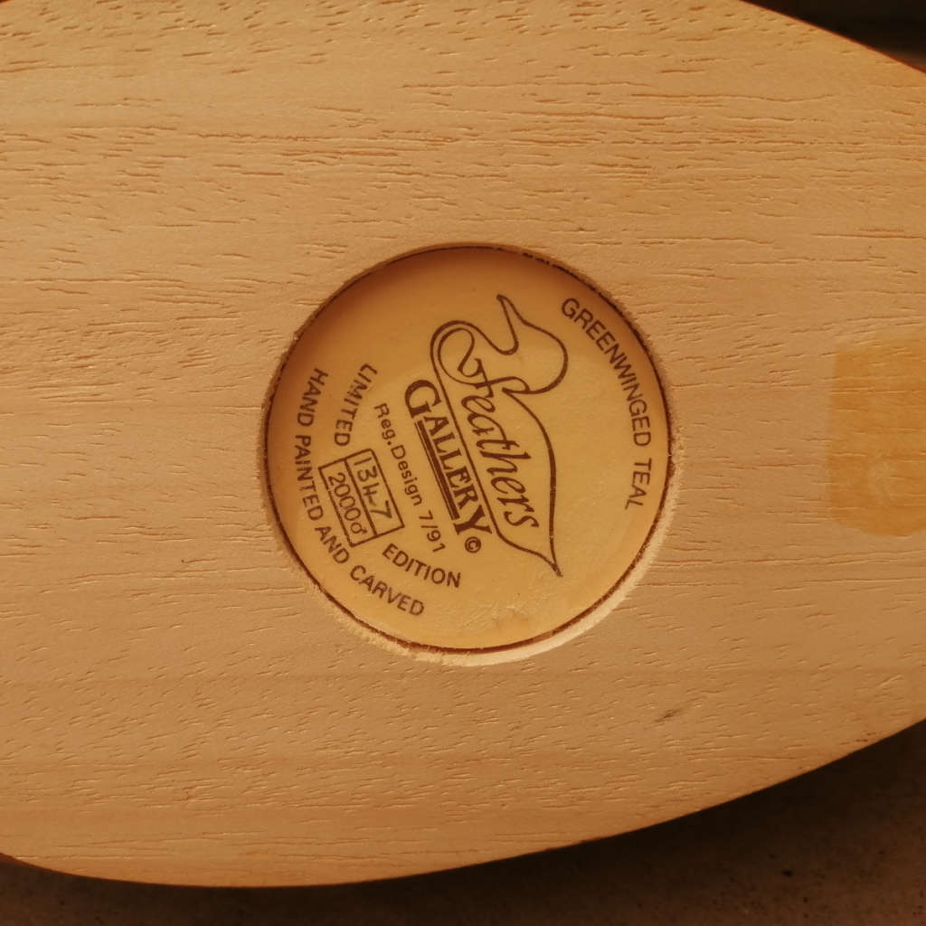 Feathers of Knysna Gallery carved and hand painted Greenwinged Teal 1347/2000