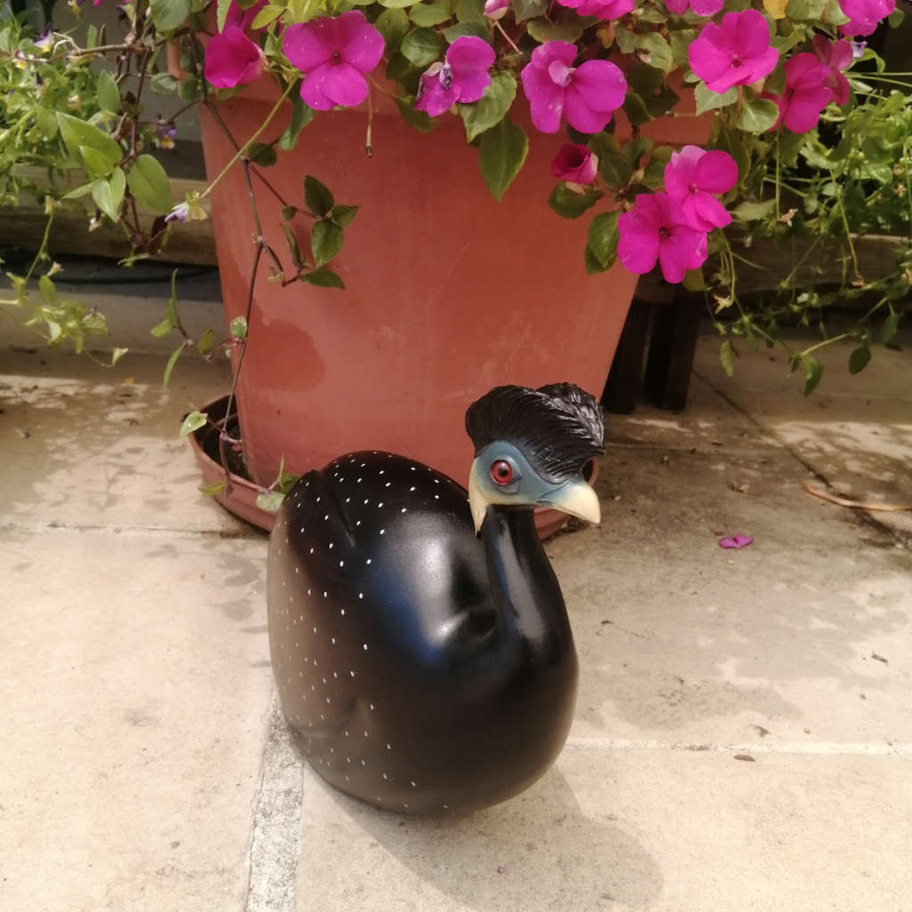 Feathers of Knysna Gallery carved and hand painted Female Guinea Fowl Fossils