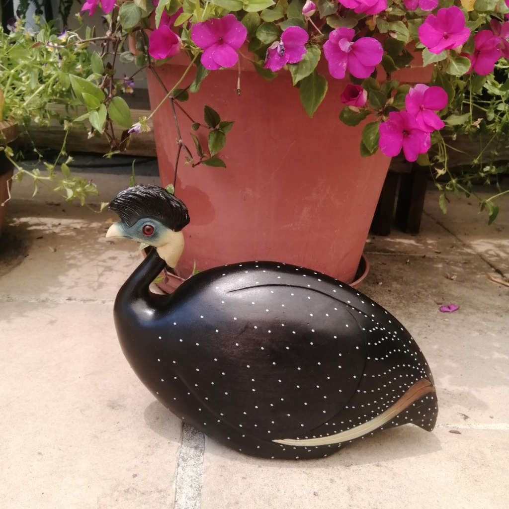 Feathers of Knysna Gallery carved and hand painted Female Guinea Fowl Fossils