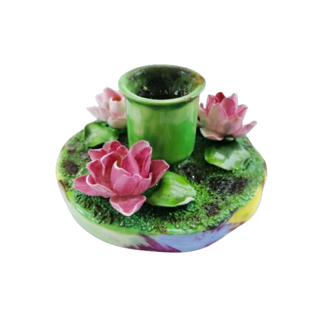 Pair Vintage Royal Staffordshire Porcelain Flower Candle Holders