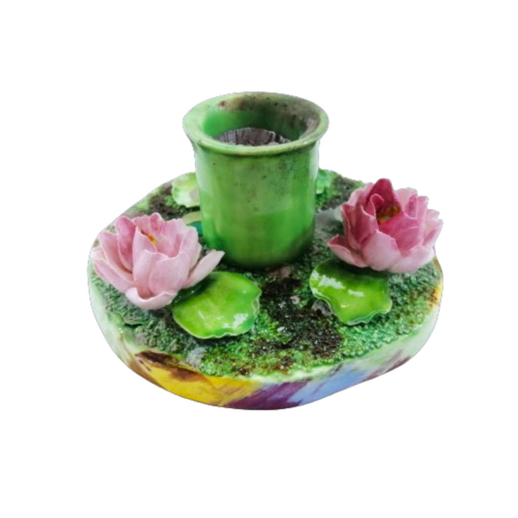 Pair Vintage Royal Staffordshire Porcelain Flower Candle Holders