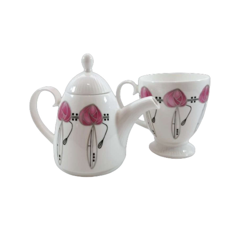 Hudson & Middleton Fine Bone China Stacking Tea for 1 Set Scottish Rose