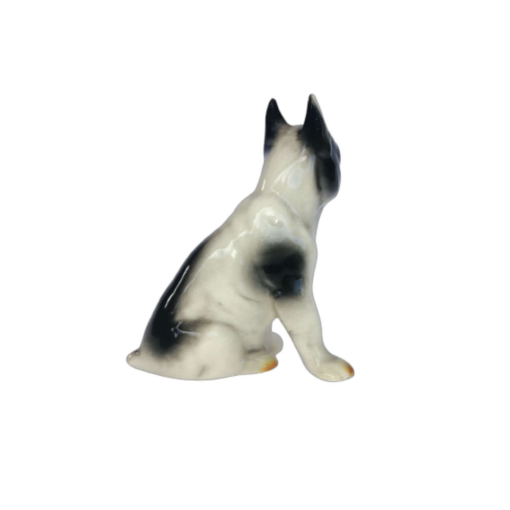 Black and White Sitting French Bulldog Vintage Porcelain