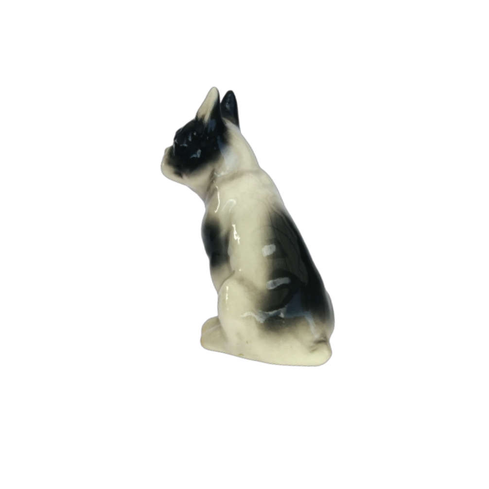 Black and White Sitting French Bulldog Vintage Porcelain