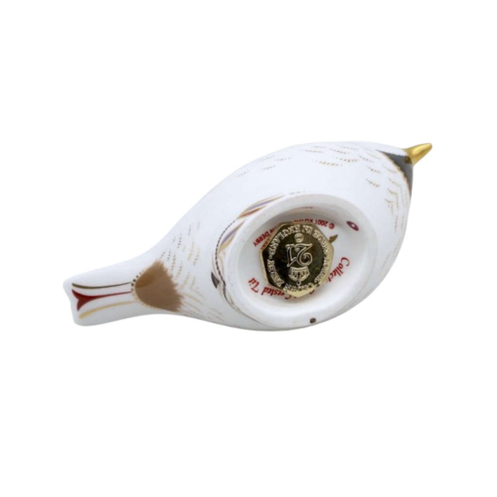 Royal Crown Derby Collectors Guild Crested Tit 21st anniversary edition, gold button