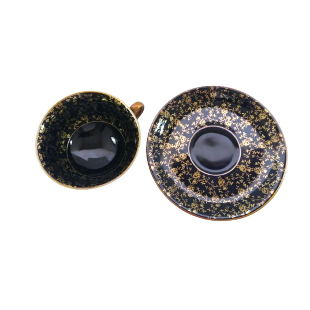 Alka Bavaria Sylvia Porcelain Blue and Gold Capri Tea Cup and Saucer Duo