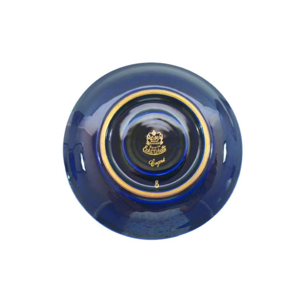 Alka Bavaria Sylvia Porcelain Blue and Gold Capri Tea Cup and Saucer Duo