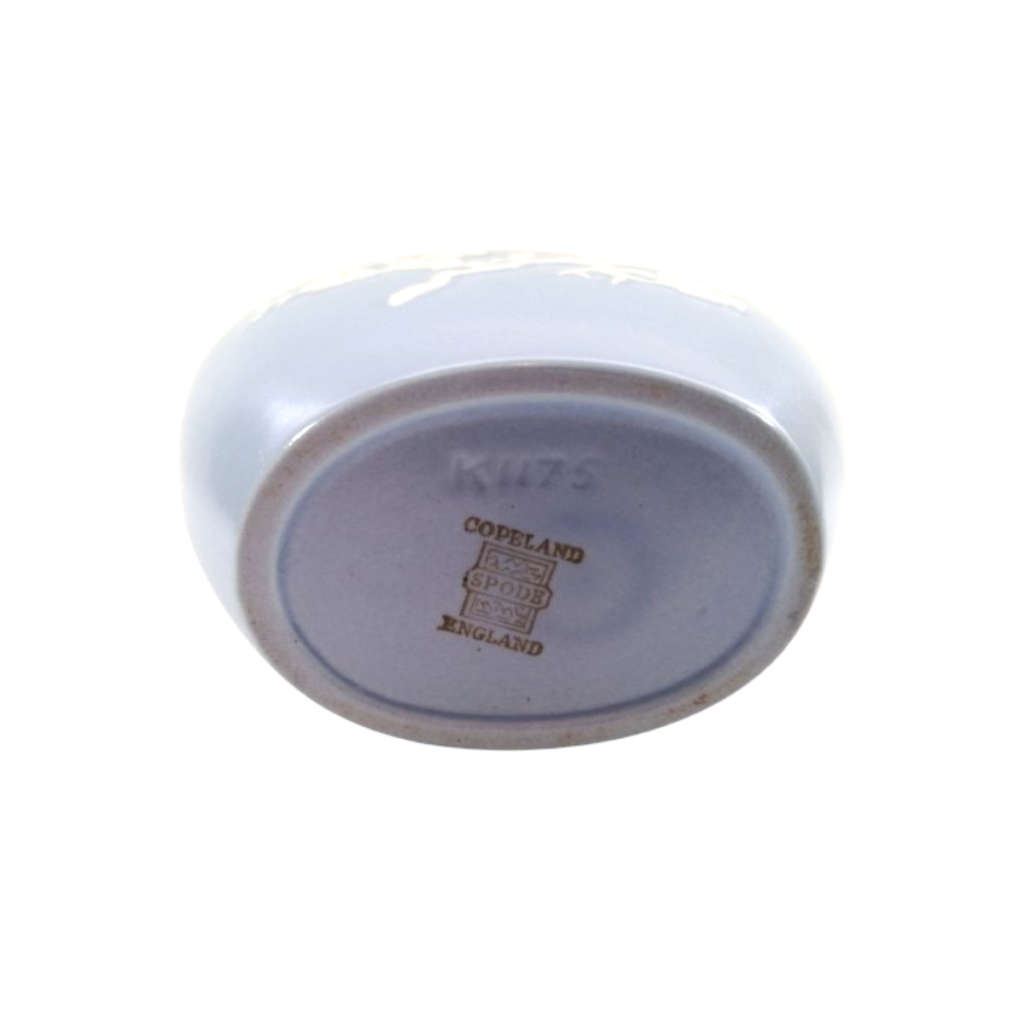 Copeland Spode Blue colour Vase with raised relief white cherry blossoms