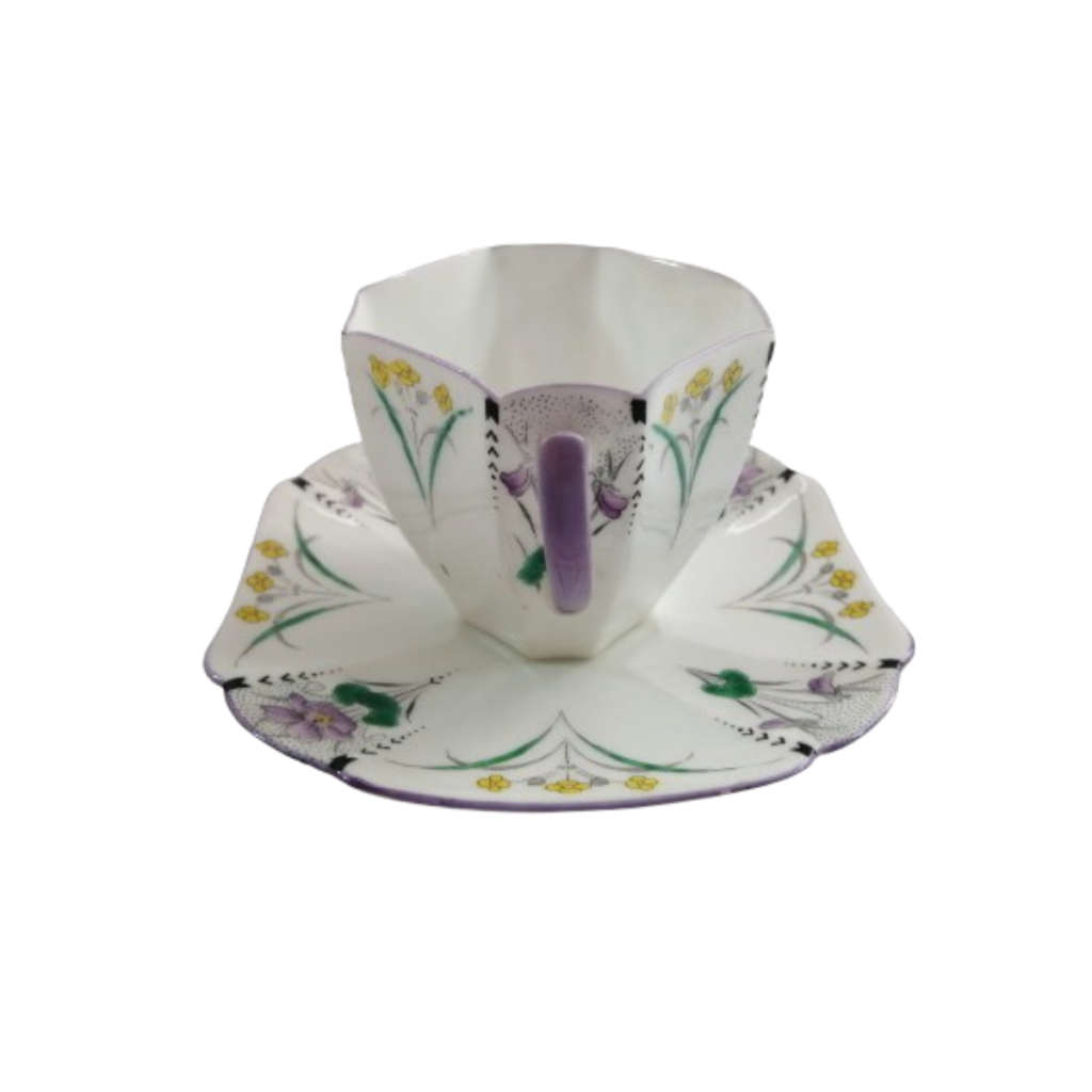 Shelley Pansies Cup & Saucer in the Queen Anne Shape Duo