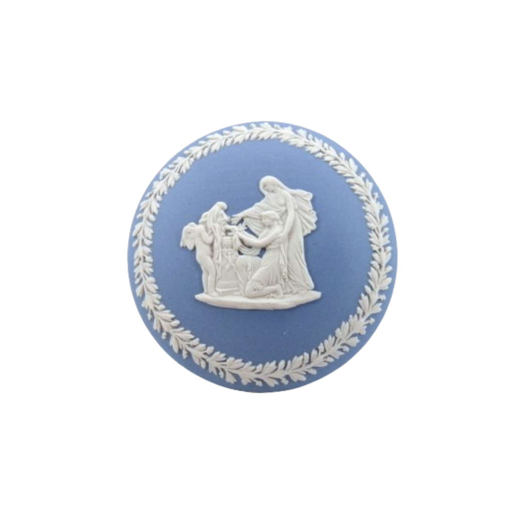 Wedgwood Jasper Blue Round Ribbed Lidded Pot