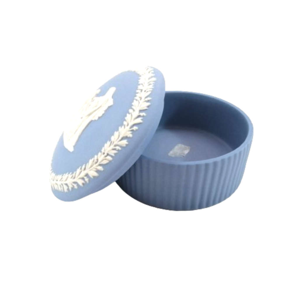Wedgwood Jasper Blue Round Ribbed Lidded Pot