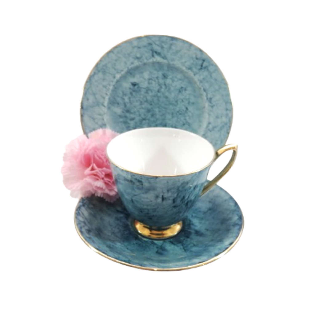 Royal Albert Bone Gossamer  Blue Marbled Trio