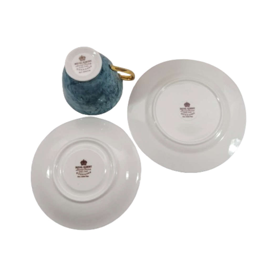 Royal Albert Bone Gossamer  Blue Marbled Trio