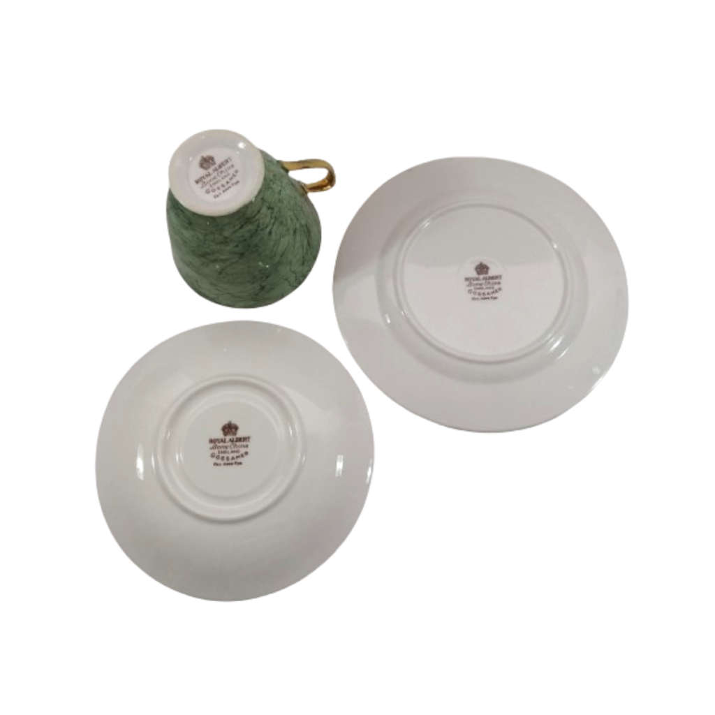 Royal Albert Bone Gossamer Green Marbled Trio