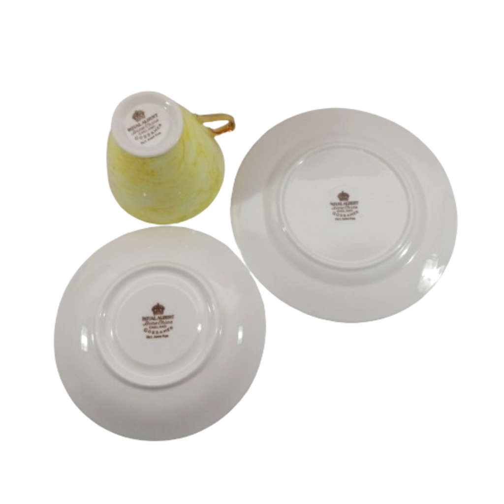 Royal Albert Bone Gossamer Yellow Marbled Trio