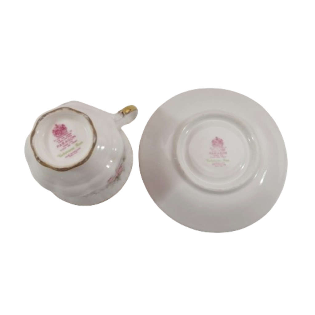 Paragon Fine Bone China Victoriana Rose Tea Cup and Saucer Duo