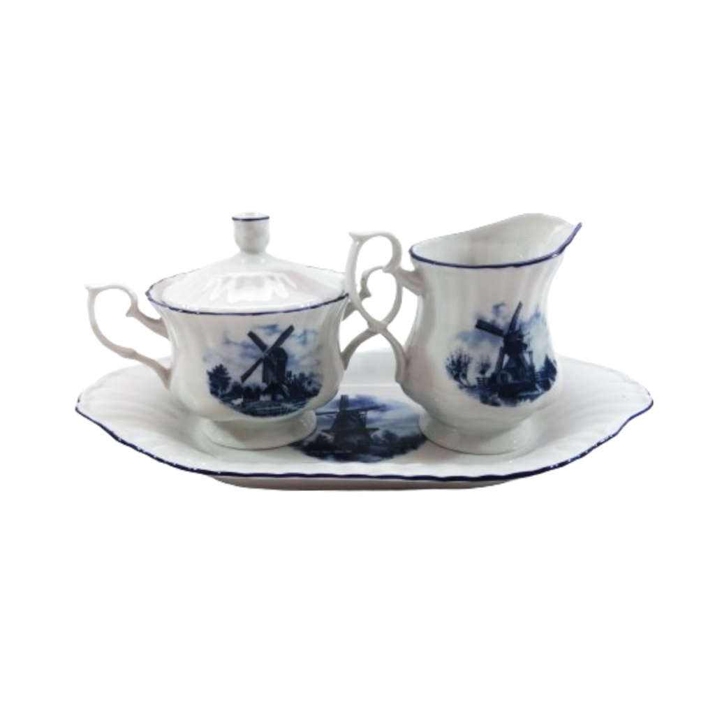 Ter Steege bv Delft Blauw Windmill Milk Jug and Sugar Bowl set