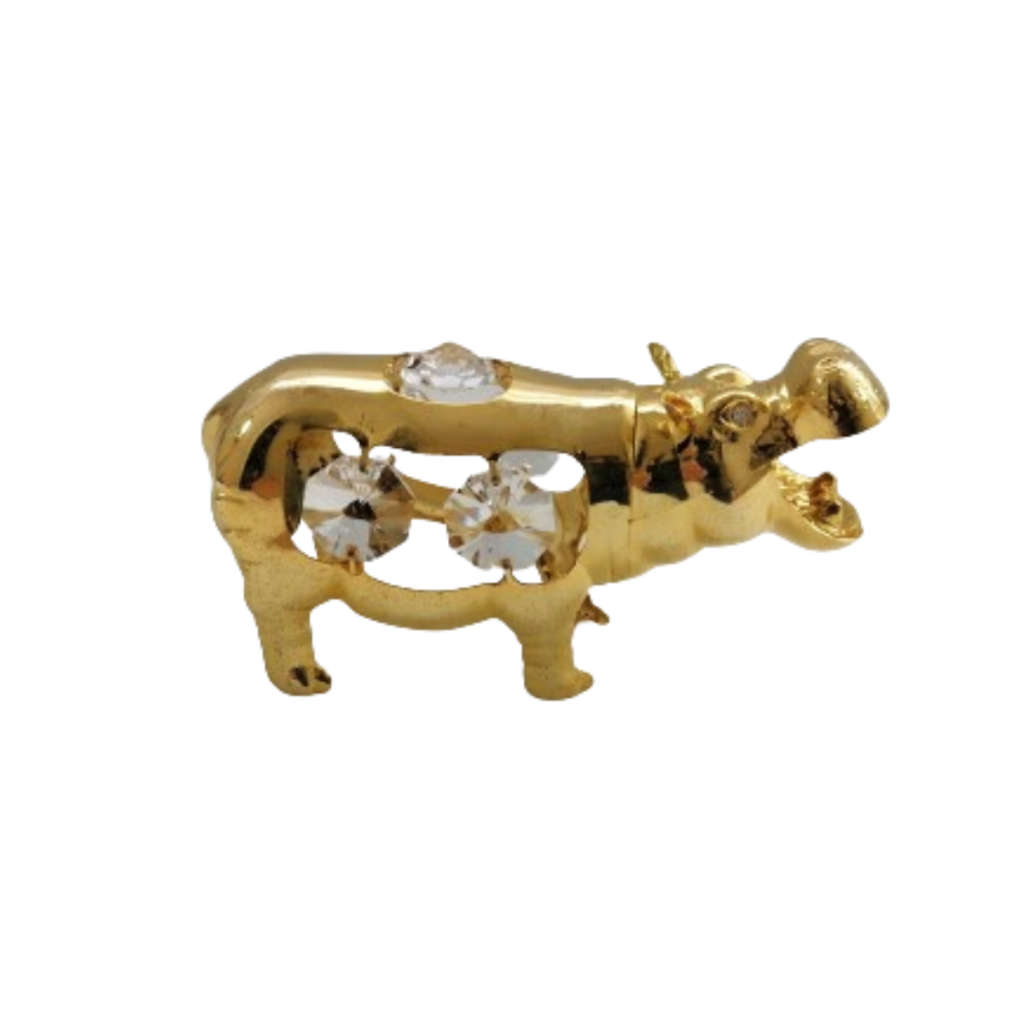 24K gold plated Hippopotamus with Swarovski crystal element