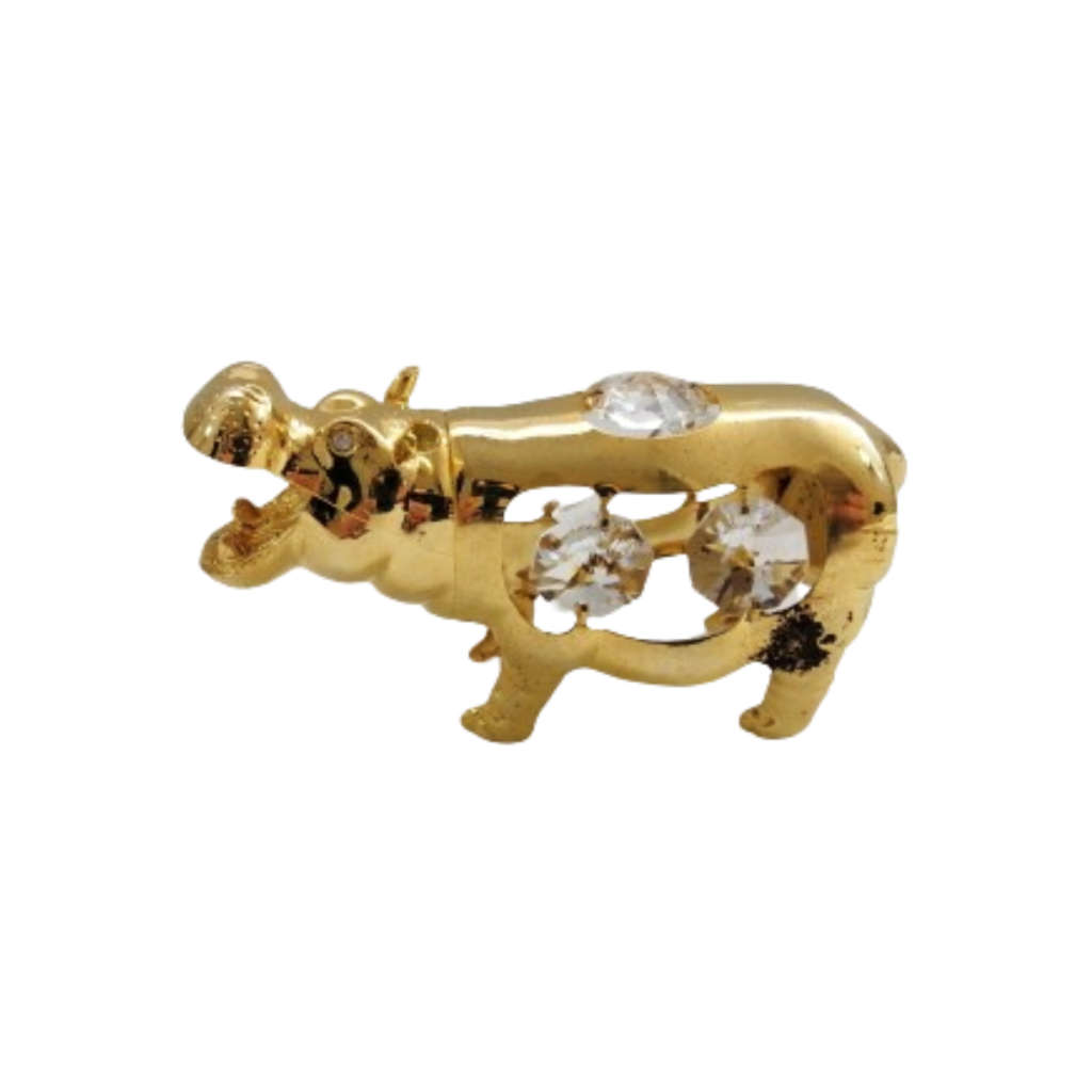 24K gold plated Hippopotamus with Swarovski crystal element