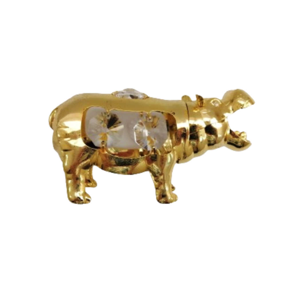 24K gold plated Hippopotamus with Swarovski crystal element