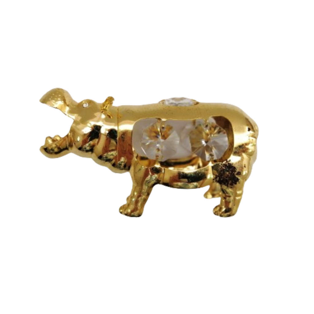 24K gold plated Hippopotamus with Swarovski crystal element