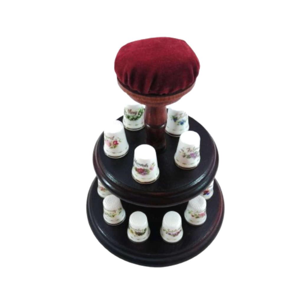 Royal Albert Flower of the Month Full Set Thimbles on Stand Boxed