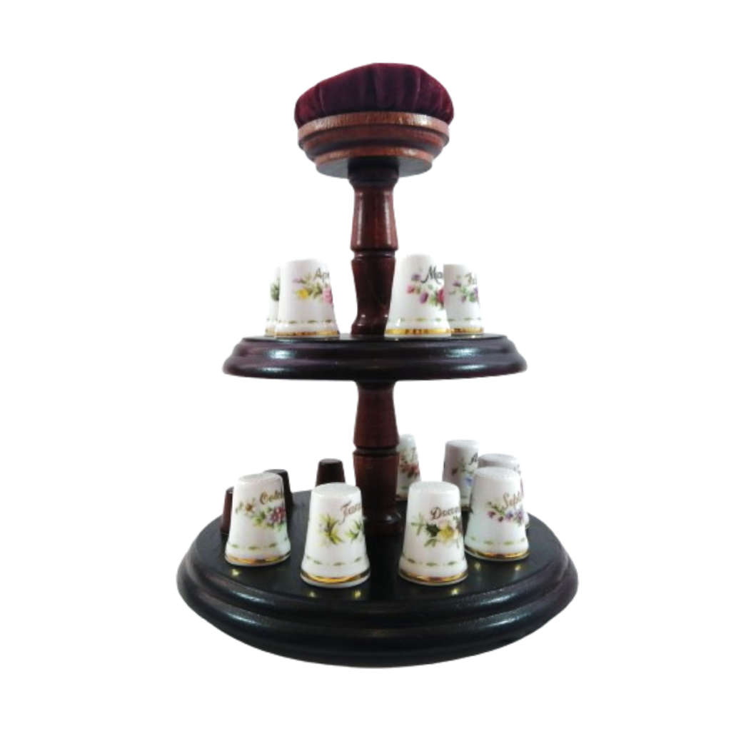 Royal Albert Flower of the Month Full Set Thimbles on Stand Boxed