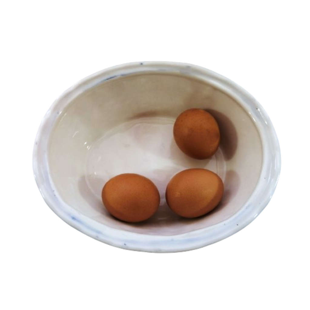 Large Vintage Blue and White Glazed Chicken / Hen Nest Lidded Dish