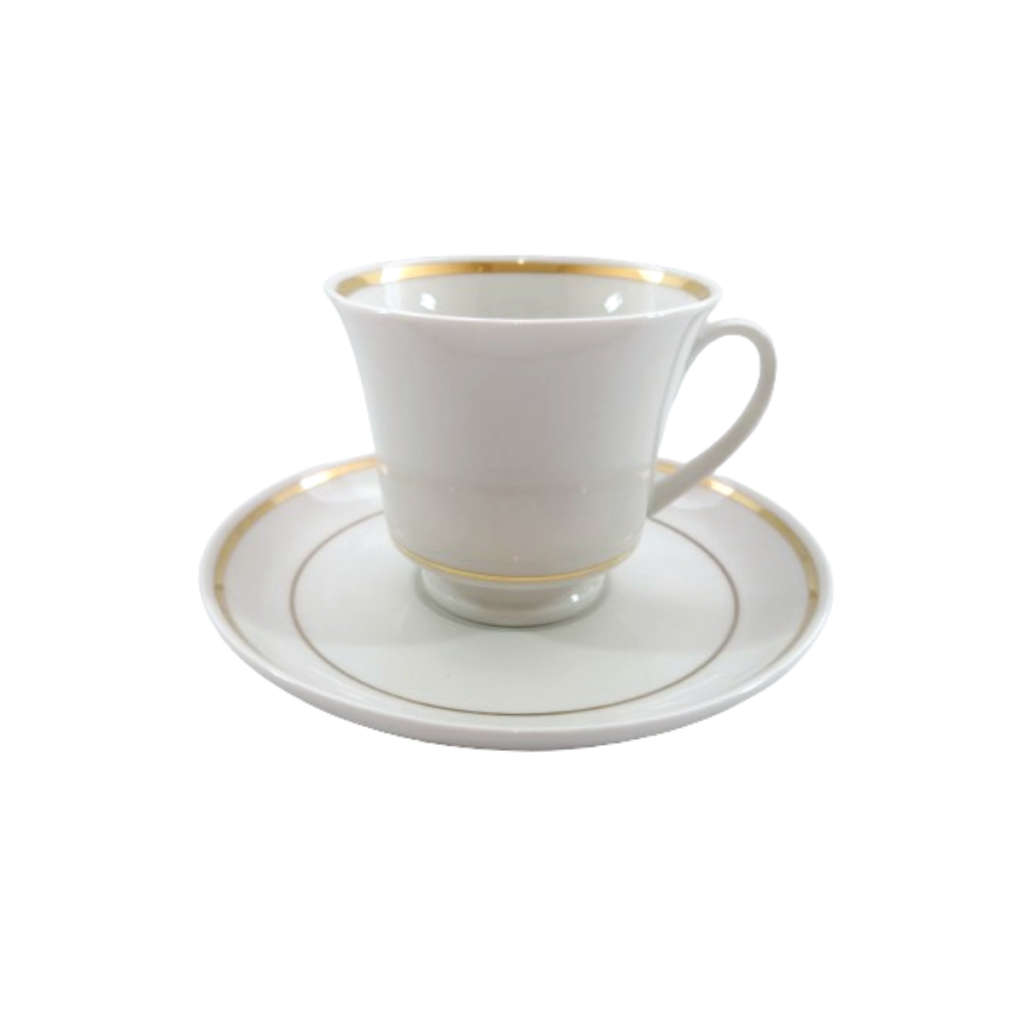 Continental China Trio Crisp white with a gold trim.