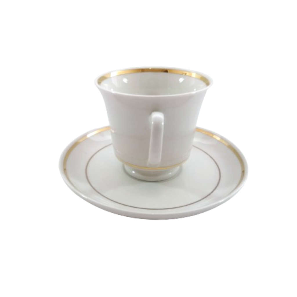 Continental China Trio Crisp white with a gold trim.