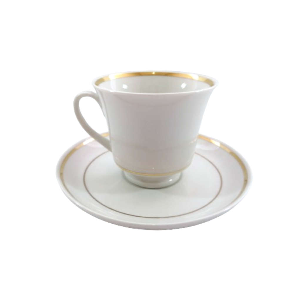 Continental China Trio Crisp white with a gold trim.