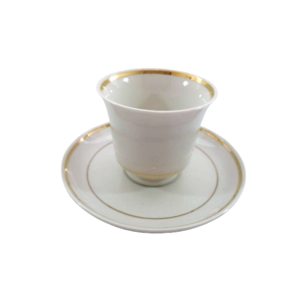 Continental China Trio Crisp white with a gold trim.