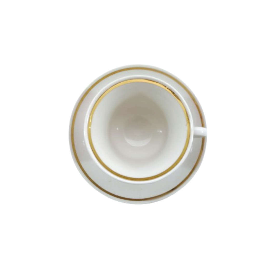 Continental China Trio Crisp white with a gold trim.