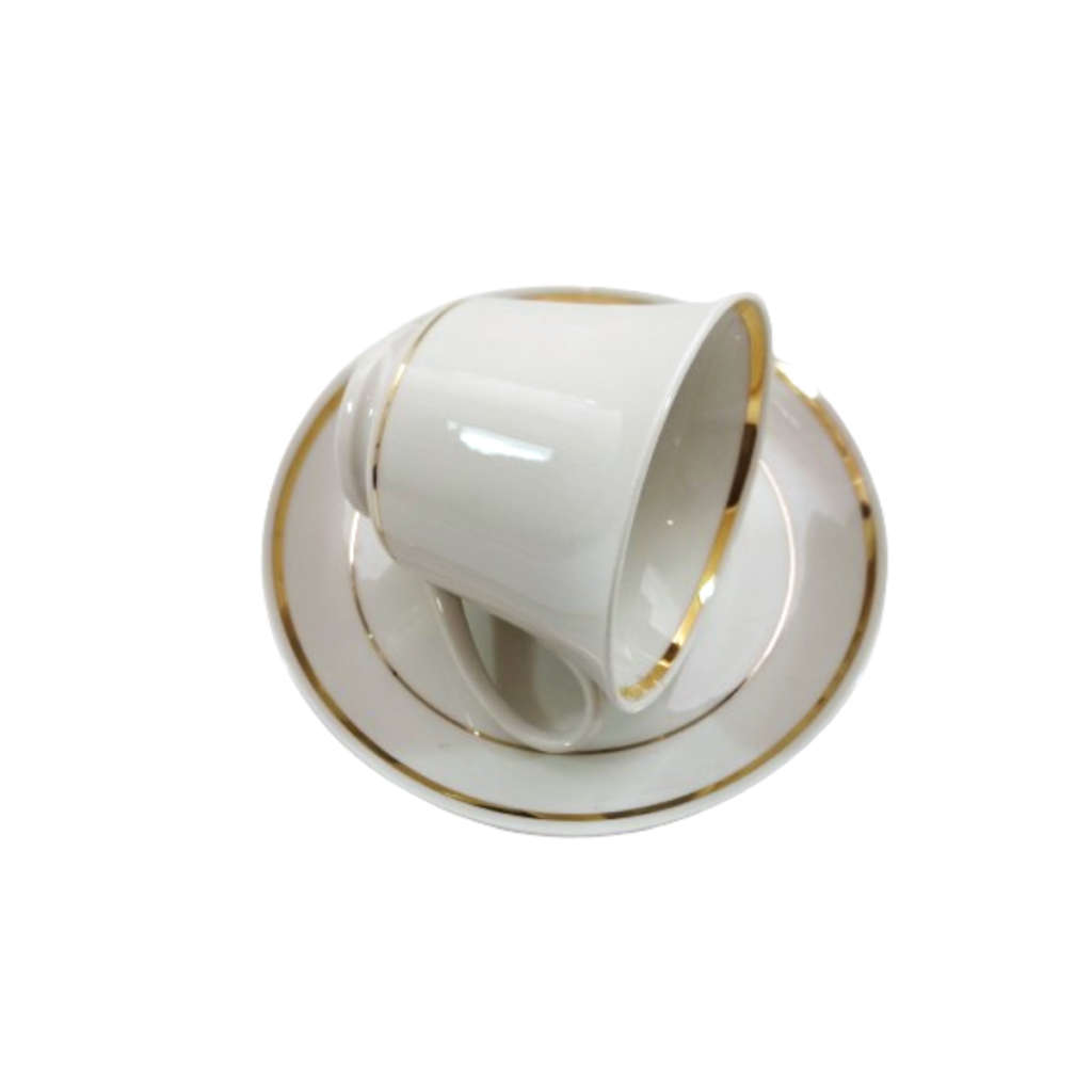 Continental China Trio Crisp white with a gold trim.