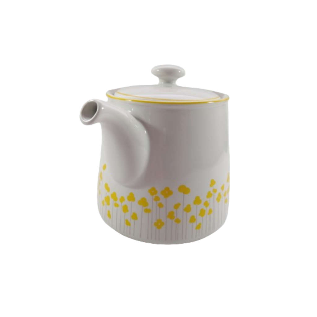 Drosilk Stonewear White Yellow flowers Tea Pot