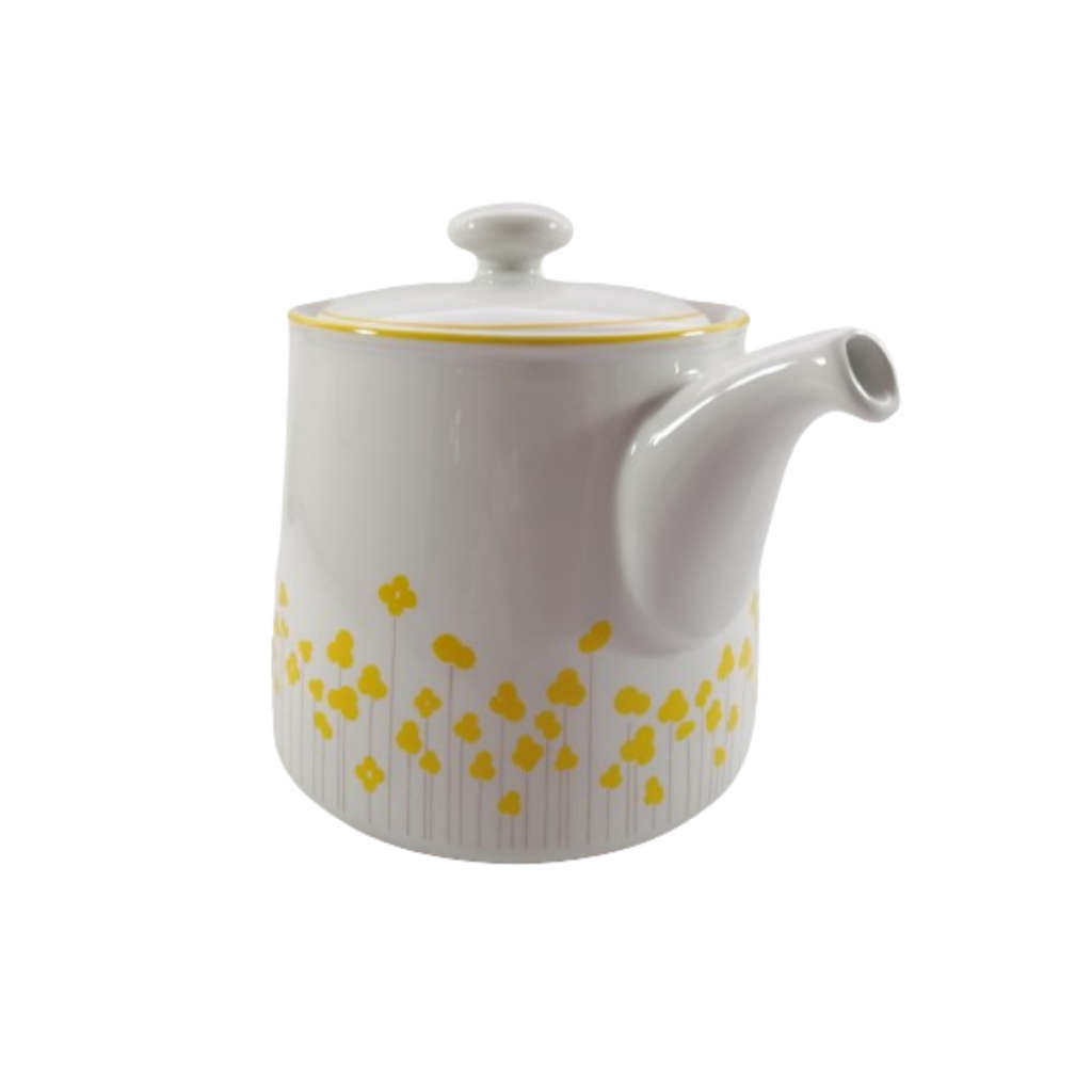 Drosilk Stonewear White Yellow flowers Tea Pot