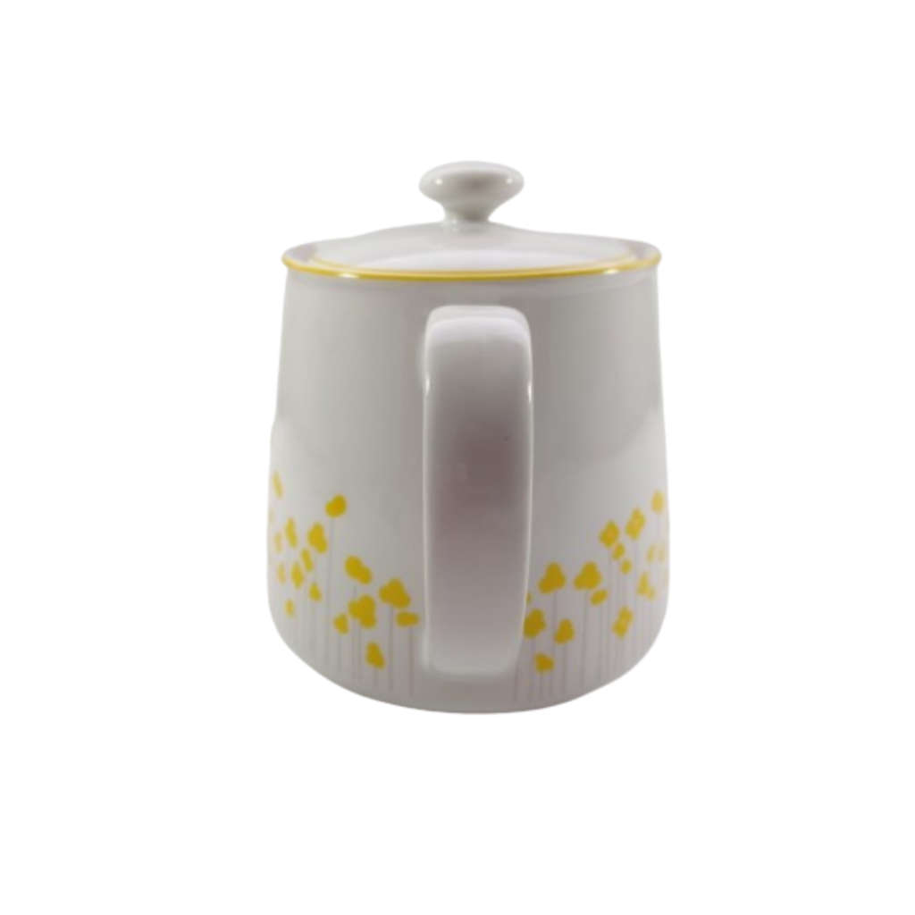 Drosilk Stonewear White Yellow flowers Tea Pot