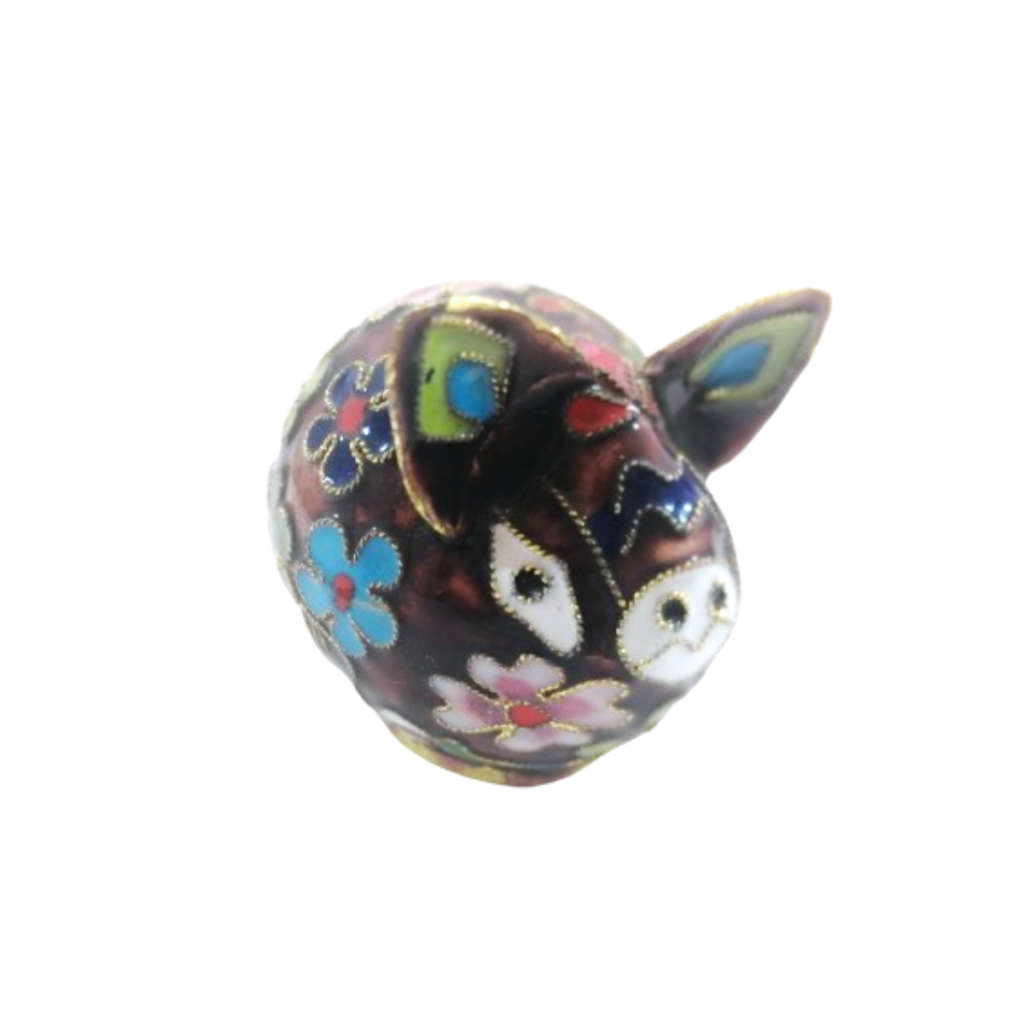 Chinese Cloisonne Pig Pretty Enameled Flowers