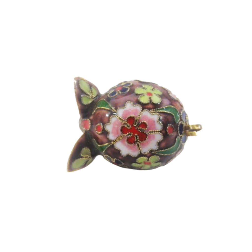 Chinese Cloisonne Pig Pretty Enameled Flowers